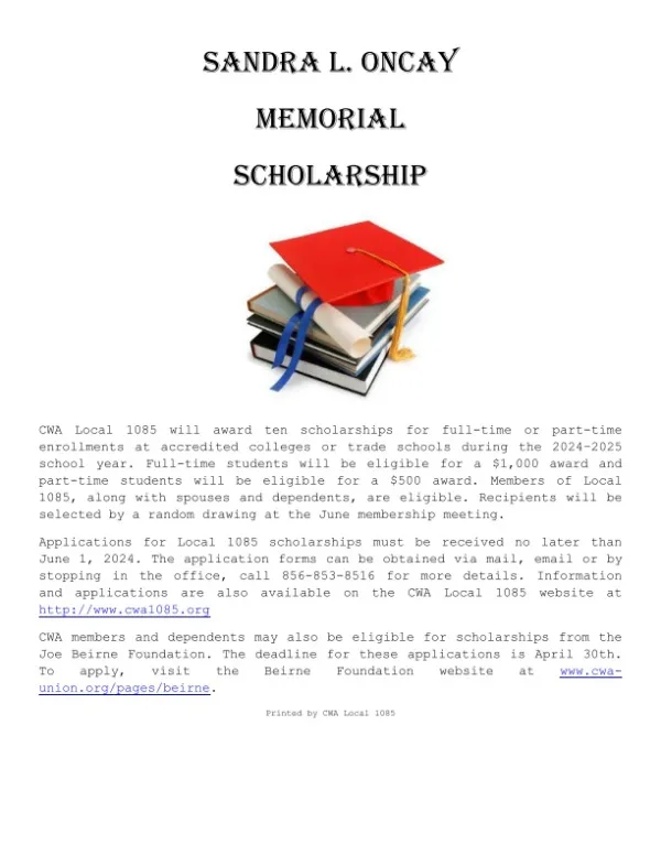 2024 Sandra L. Oncay memorial Scholarship
